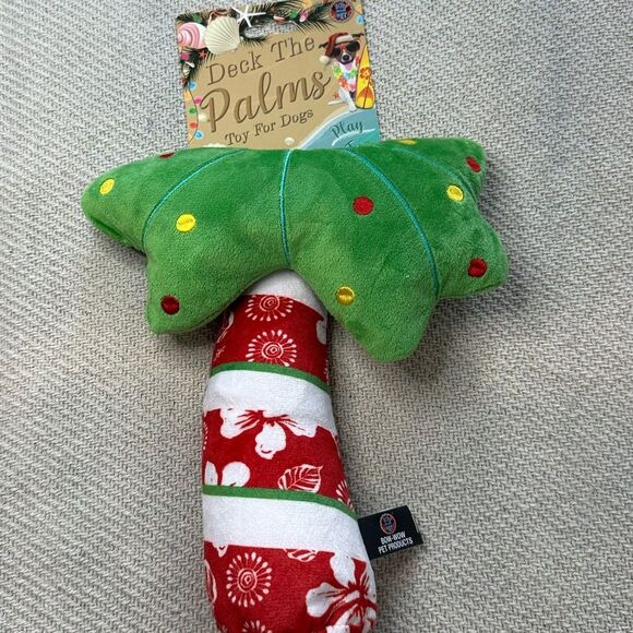 Deck The Palms Tree Dog Toy NWT Holiday Christmas Gift Coastal Red Puppy - Picture 3 of 7